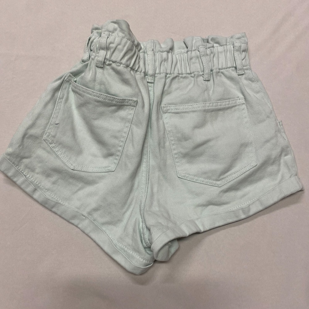 Pacsun Mom Shorts Womens Sz Small Mint Green Denim High Waist Paper Bag Waist - Picture 4 of 9